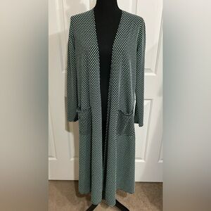 LuLaRoe M Black and Mint Textured Sarah Cardigan